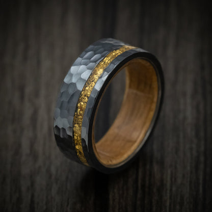 Black Men's Ring with Wood Sleeve