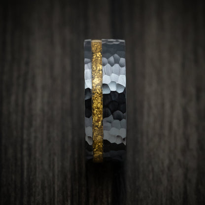 Black Men's Ring with Wood Sleeve