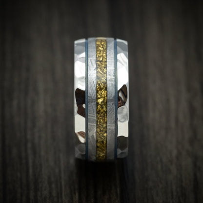 Cobalt Men's Ring with Gibeon Meteorite